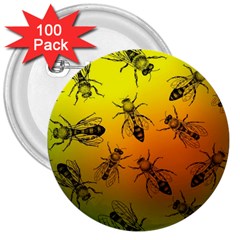 Insect Pattern 3  Buttons (100 Pack)  by Sapixe