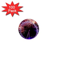 Happy New Year Clock Time Fireworks Pictures 1  Mini Magnets (100 Pack)  by Sapixe