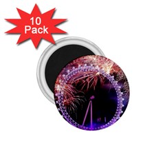 Happy New Year Clock Time Fireworks Pictures 1 75  Magnets (10 Pack)  by Sapixe