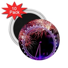 Happy New Year Clock Time Fireworks Pictures 2 25  Magnets (10 Pack)  by Sapixe