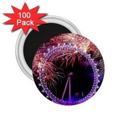 Happy New Year Clock Time Fireworks Pictures 2 25  Magnets (100 Pack)  by Sapixe