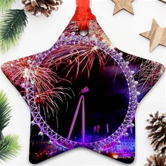 Happy New Year Clock Time Fireworks Pictures Star Ornament (two Sides) by Sapixe