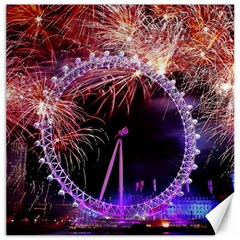 Happy New Year Clock Time Fireworks Pictures Canvas 20  X 20   by Sapixe