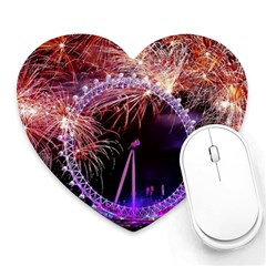 Happy New Year Clock Time Fireworks Pictures Heart Mousepads by Sapixe