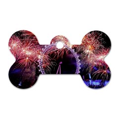 Happy New Year Clock Time Fireworks Pictures Dog Tag Bone (two Sides) by Sapixe