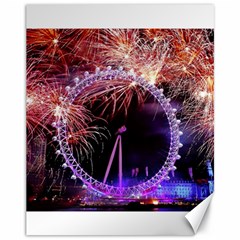 Happy New Year Clock Time Fireworks Pictures Canvas 11  X 14   by Sapixe