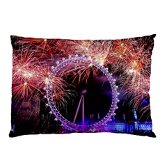 Happy New Year Clock Time Fireworks Pictures Pillow Case by Sapixe