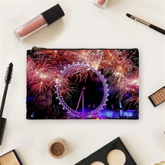 Happy New Year Clock Time Fireworks Pictures Cosmetic Bag (medium)  by Sapixe