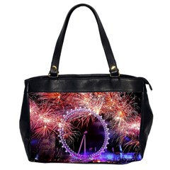 Happy New Year Clock Time Fireworks Pictures Office Handbags (2 Sides)  by Sapixe