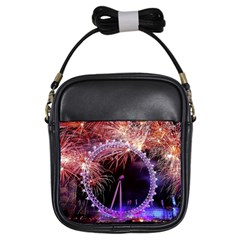 Happy New Year Clock Time Fireworks Pictures Girls Sling Bags by Sapixe