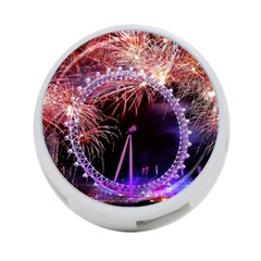 Happy New Year Clock Time Fireworks Pictures 4-port Usb Hub (one Side) by Sapixe