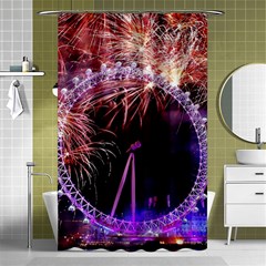 Happy New Year Clock Time Fireworks Pictures Shower Curtain 48  X 72  (small)  by Sapixe