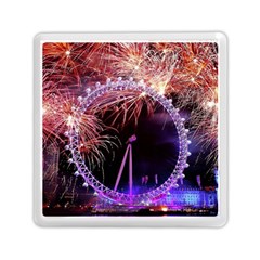 Happy New Year Clock Time Fireworks Pictures Memory Card Reader (square)  by Sapixe