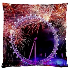 Happy New Year Clock Time Fireworks Pictures Large Cushion Case (one Side) by Sapixe