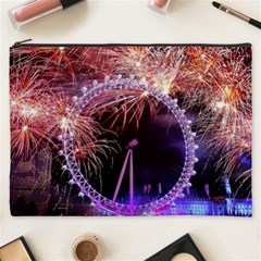 Happy New Year Clock Time Fireworks Pictures Cosmetic Bag (xxxl)  by Sapixe