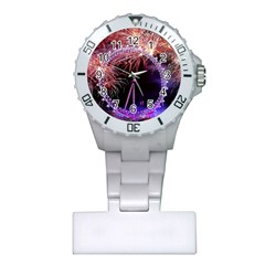 Happy New Year Clock Time Fireworks Pictures Plastic Nurses Watch by Sapixe