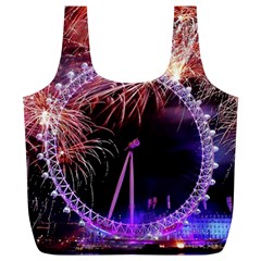 Happy New Year Clock Time Fireworks Pictures Full Print Recycle Bags (l)  by Sapixe