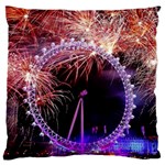 Happy New Year Clock Time Fireworks Pictures Standard Flano Cushion Case (Two Sides) Front