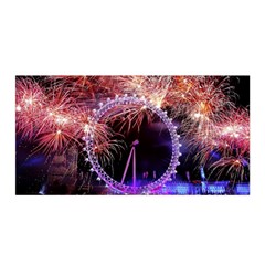 Happy New Year Clock Time Fireworks Pictures Satin Wrap by Sapixe