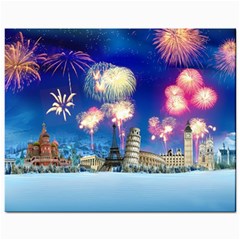 Happy New Year Celebration Of The New Year Landmarks Of The Most Famous Cities Around The World Fire Mini Button Earrings by Sapixe