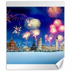 Happy New Year Celebration Of The New Year Landmarks Of The Most Famous Cities Around The World Fire Canvas 20  x 24  