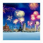 Happy New Year Celebration Of The New Year Landmarks Of The Most Famous Cities Around The World Fire Medium Glasses Cloth (2-Side) Front