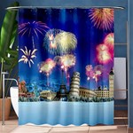 Happy New Year Celebration Of The New Year Landmarks Of The Most Famous Cities Around The World Fire Shower Curtain 60  x 72  (Medium)  60 x72  Curtain