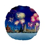 Happy New Year Celebration Of The New Year Landmarks Of The Most Famous Cities Around The World Fire Standard 15  Premium Flano Round Cushions Front