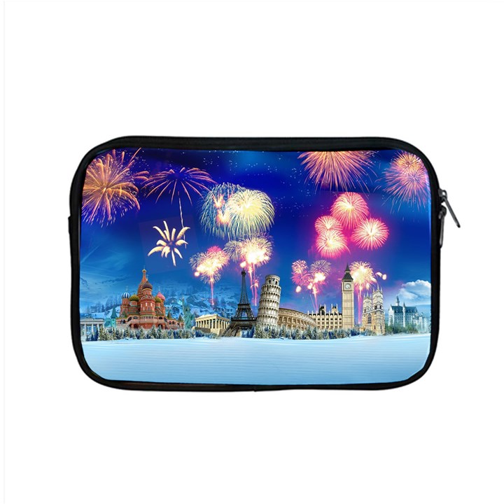 Happy New Year Celebration Of The New Year Landmarks Of The Most Famous Cities Around The World Fire Apple MacBook Pro 15  Zipper Case