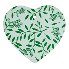 Leaves Foliage Green Wallpaper Heart Ornament (two Sides) by Sapixe