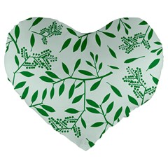 Leaves Foliage Green Wallpaper Large 19  Premium Flano Heart Shape Cushions by Sapixe