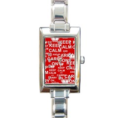 Keep Calm And Carry On Rectangle Italian Charm Watch