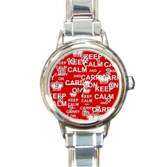 Keep Calm And Carry On Round Italian Charm Watch