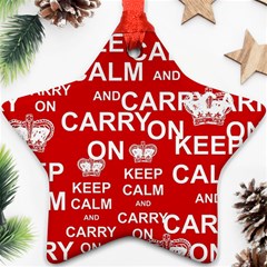 Keep Calm And Carry On Ornament (star) by Sapixe