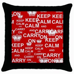 Keep Calm And Carry On Throw Pillow Case (black) by Sapixe