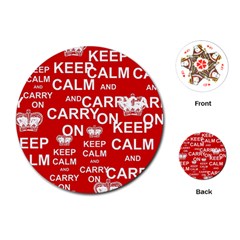 Keep Calm And Carry On Playing Cards (round)  by Sapixe