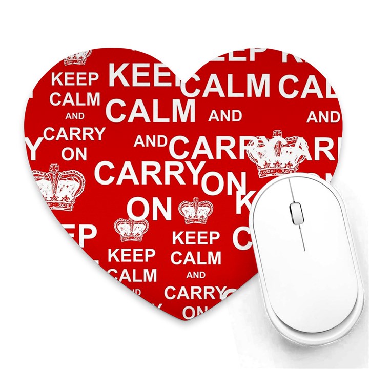 Keep Calm And Carry On Heart Mousepads