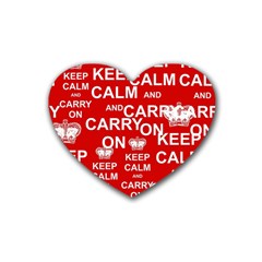 Keep Calm And Carry On Heart Coaster (4 Pack)  by Sapixe