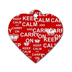 Keep Calm And Carry On Dog Tag Heart (one Side) by Sapixe