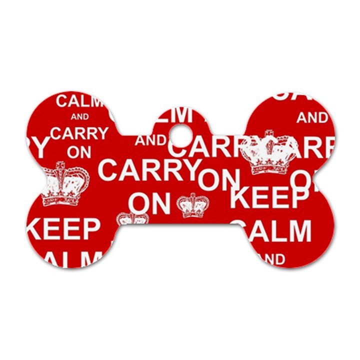 Keep Calm And Carry On Dog Tag Bone (One Side)