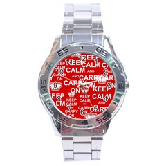 Keep Calm And Carry On Stainless Steel Analogue Watch