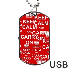 Keep Calm And Carry On Dog Tag Usb Flash (two Sides) by Sapixe