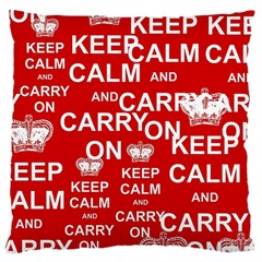 Keep Calm And Carry On Large Cushion Case (one Side) by Sapixe