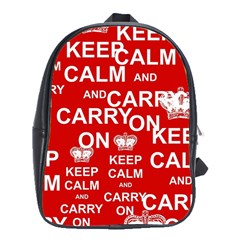 Keep Calm And Carry On School Bag (xl) by Sapixe