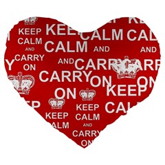 Keep Calm And Carry On Large 19  Premium Heart Shape Cushions