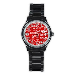 Keep Calm And Carry On Stainless Steel Round Watch