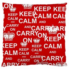 Keep Calm And Carry On Large Flano Cushion Case (One Side)