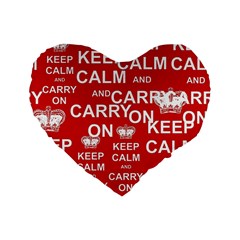 Keep Calm And Carry On Standard 16  Premium Flano Heart Shape Cushions