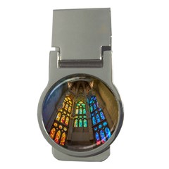 Leopard Barcelona Stained Glass Colorful Glass Money Clips (round) 