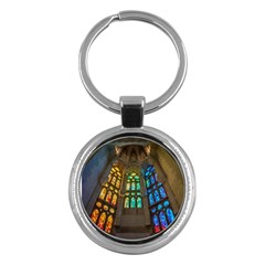 Leopard Barcelona Stained Glass Colorful Glass Key Chains (round)  by Sapixe